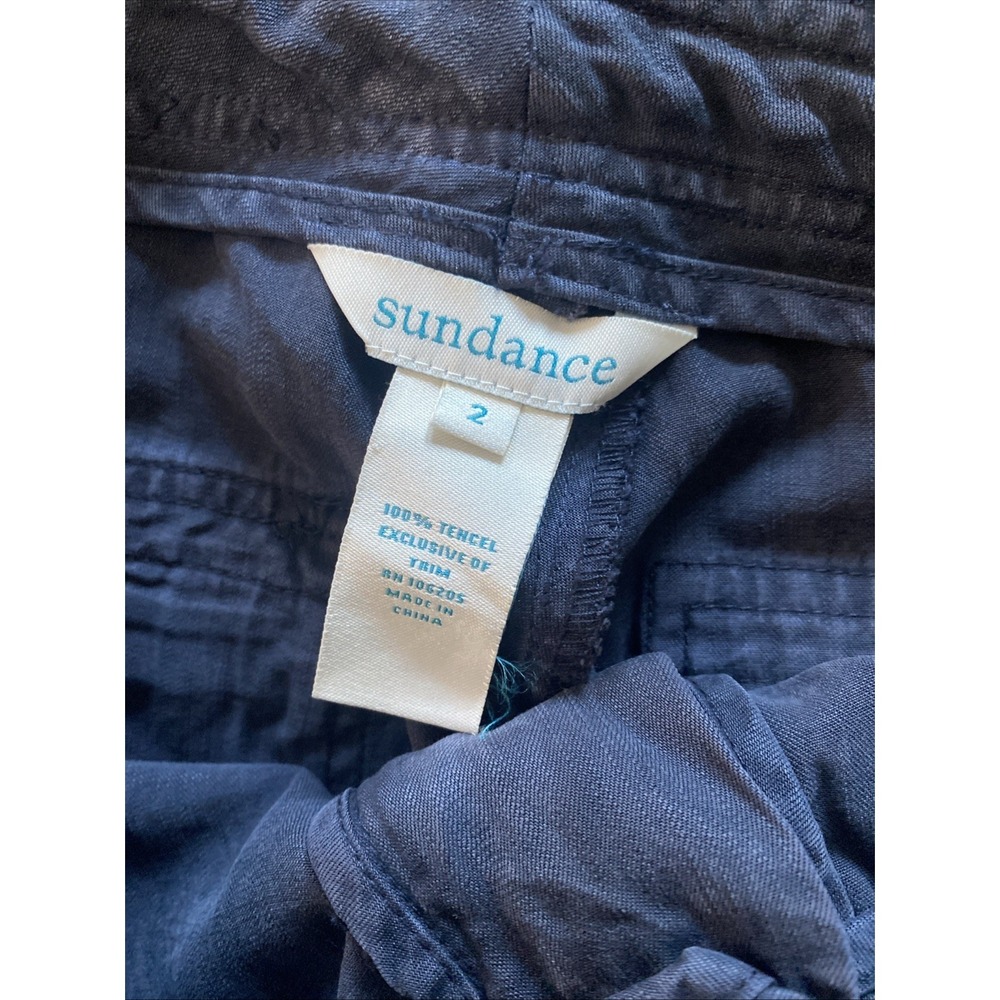 Sundance Cargo Pants Womens Size 2 Navy Blue Utility Tencel Drawstring Y2K Boho - Picture 6 of 6